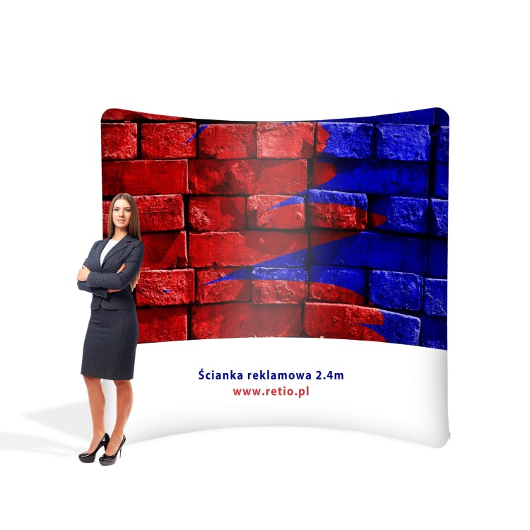 Ścianka Reklamowa Tekstylna Łukowa Pozioma 240 x 240 cm - ścianka wystawiennicza targowa prasowa