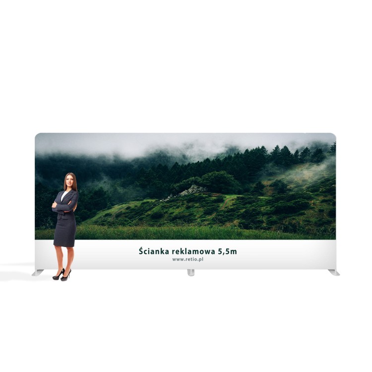 Ścianka Reklamowa Tekstylna Prosta 550 x 240 cm - ścianka wystawiennicza targowa prasowa