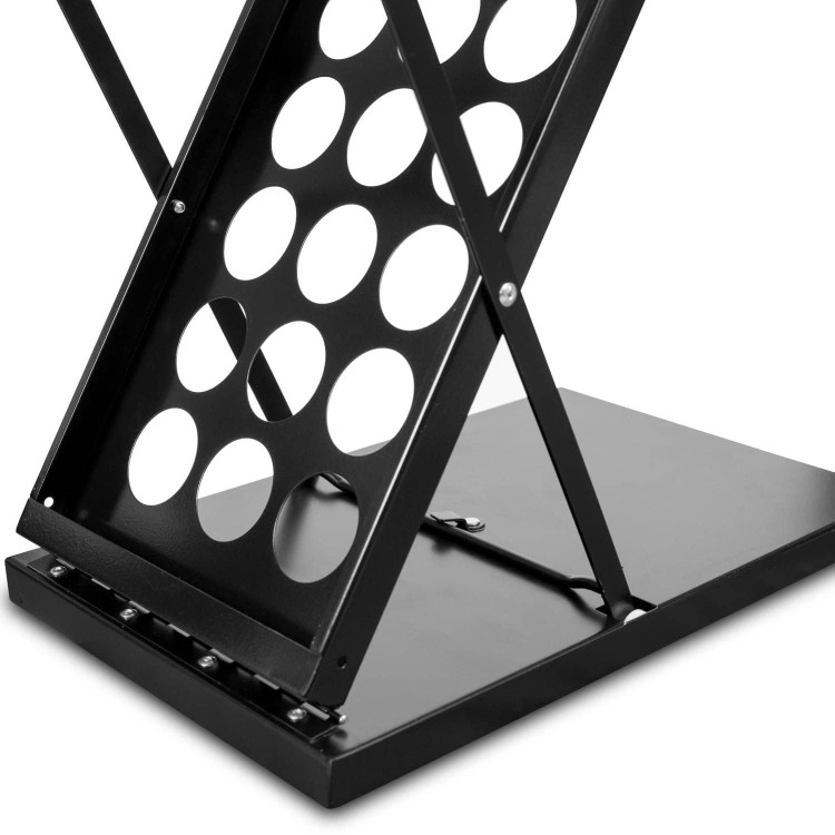 Podstawa czarnego stojaka Turtle na ulotki A4 - zbliżenie