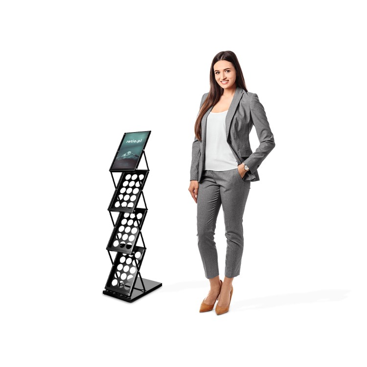 Metalowy, czarny stojak na ulotki A4 Turtle