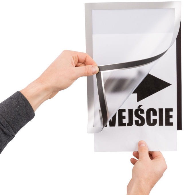 Ramka magnetyczna 400x600 mm dwustronna srebrna ramka informacyjna magnetyczna ramka informacyjna reklamowa na plakat