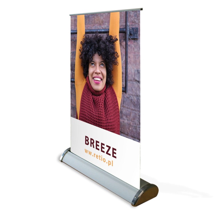 Rollup biurkowy Breeze A4 stojak reklamowy na biurko rozwijany z wydrukiem