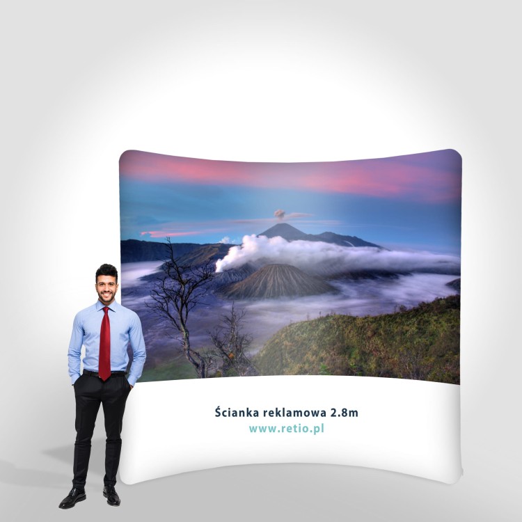 Ścianka Reklamowa Tekstylna Łukowa Pozioma 300 x 240 cm - ścianka wystawiennicza targowa prasowa