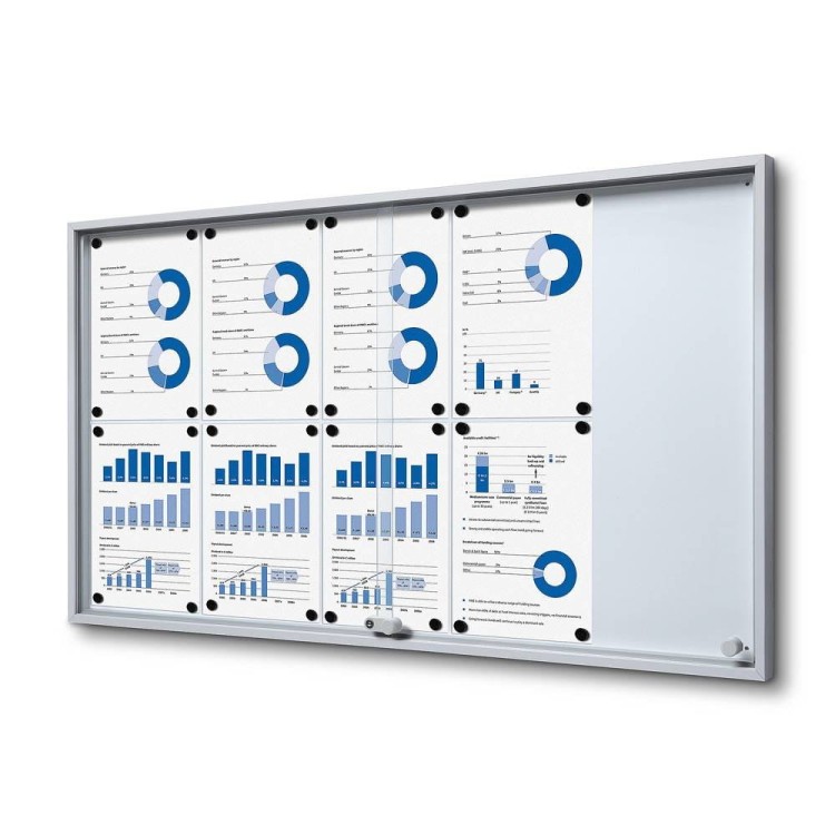 Gablota magnetyczna SLIM 10xA4 110x61 cm z przesuwanymi drzwiami zamykana na kluczyk do użytku wewnętrznego gablota wewnętrzna gablota ogłoszeniowa gablota informacyjna tablica ogłoszeń tablica informacyjna