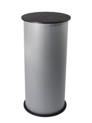 Trybunka reklamowa okrągła BASIC z wydrukiem grafiki i torbami transportowymi