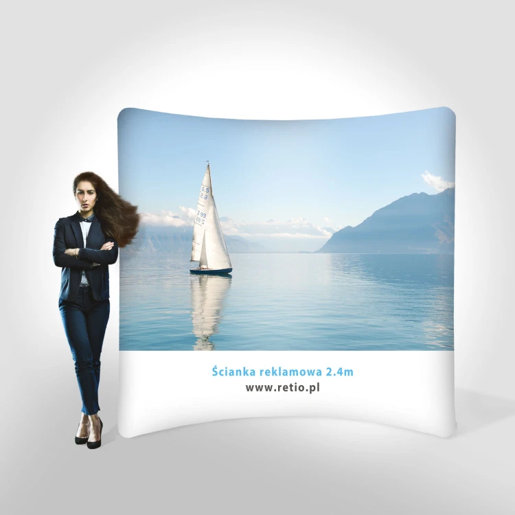 Ścianka Reklamowa Tekstylna Łukowa Pozioma 240 x 240 cm - ścianka wystawiennicza targowa prasowa
